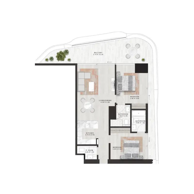 2 bedroom