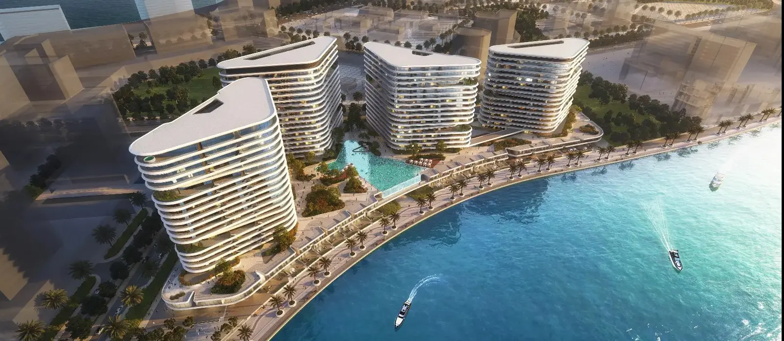 Abu Dhabi Yas Bay Sea La Vie Residences exterior showcasing modern towers, vibrant community, and prime waterfront setting..jpeg