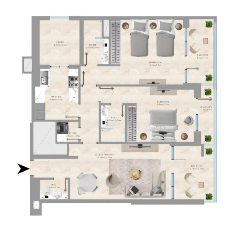 2 bedroom
