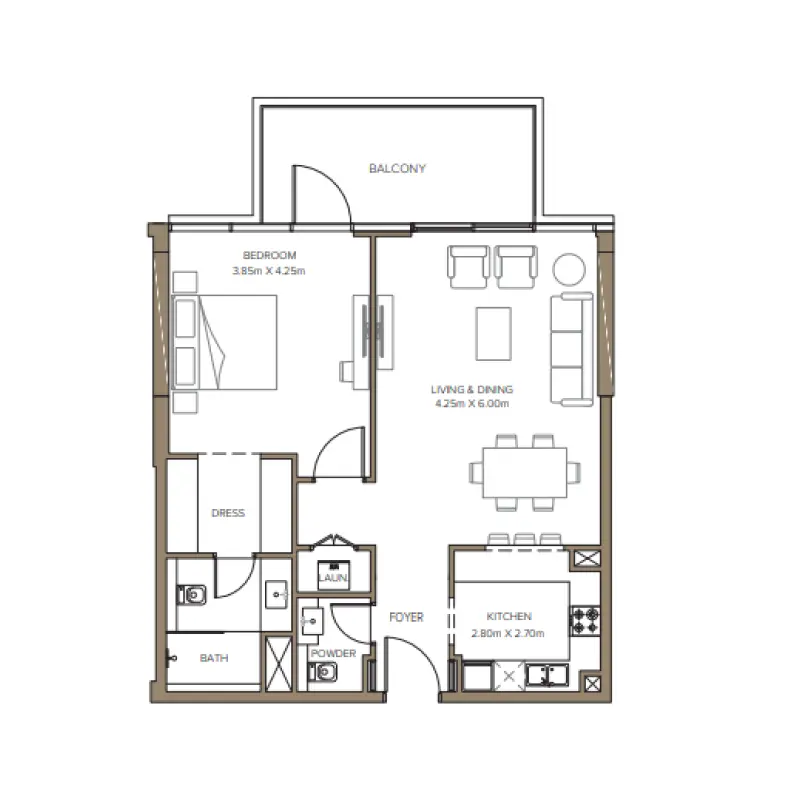 1 bedroom floor plan