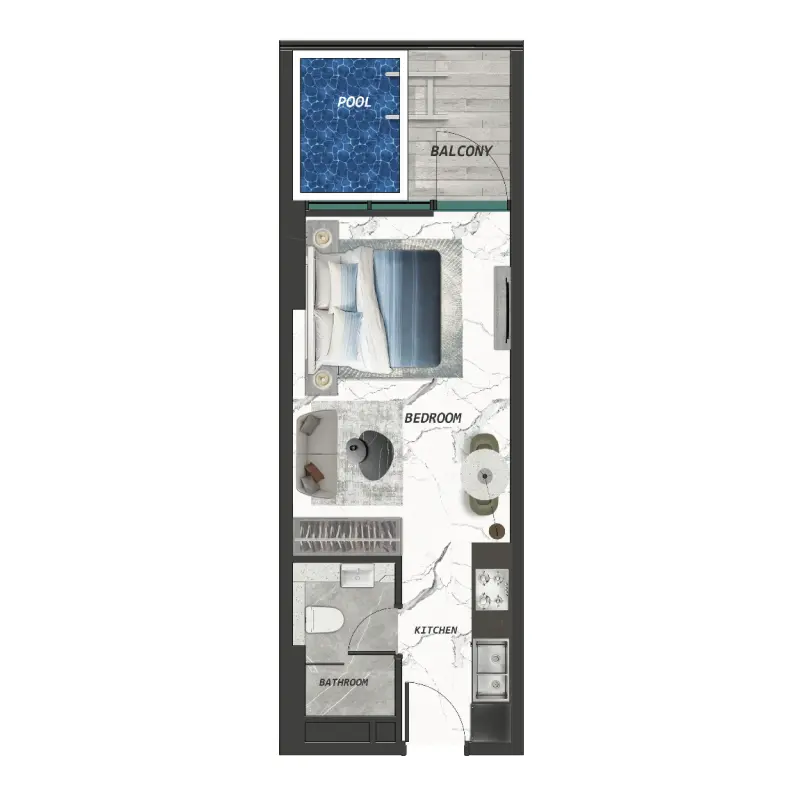 Studio + Pool floor plan