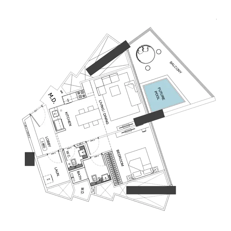 1 bedroom floor plan