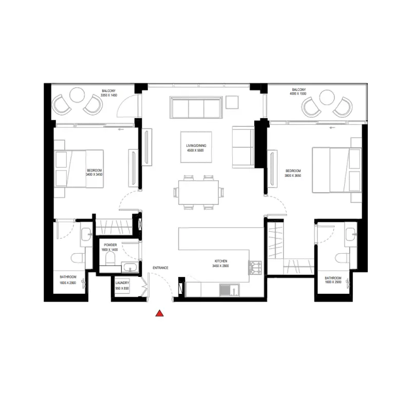 2 bedroom floor plan