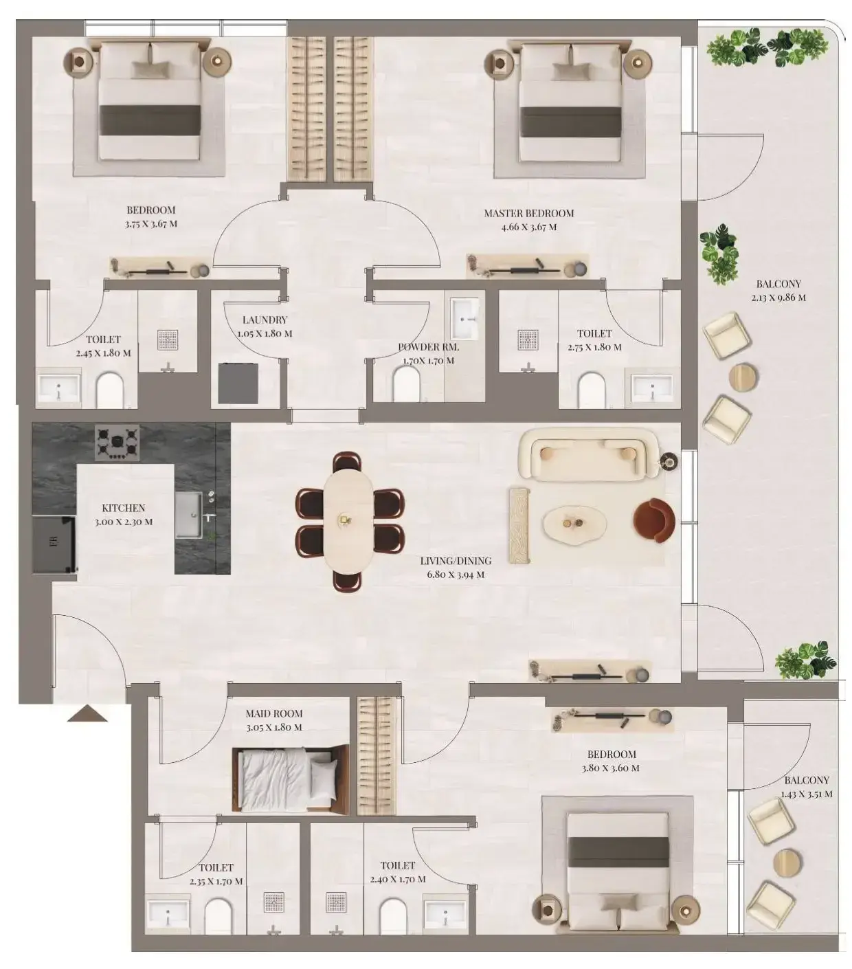 3 Bedrooms apartments - Rivo