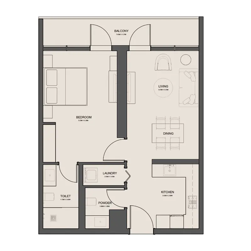 1 bedroom Apartments floor plan