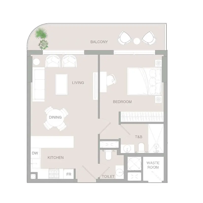 1 bedroom Apartments floor plan