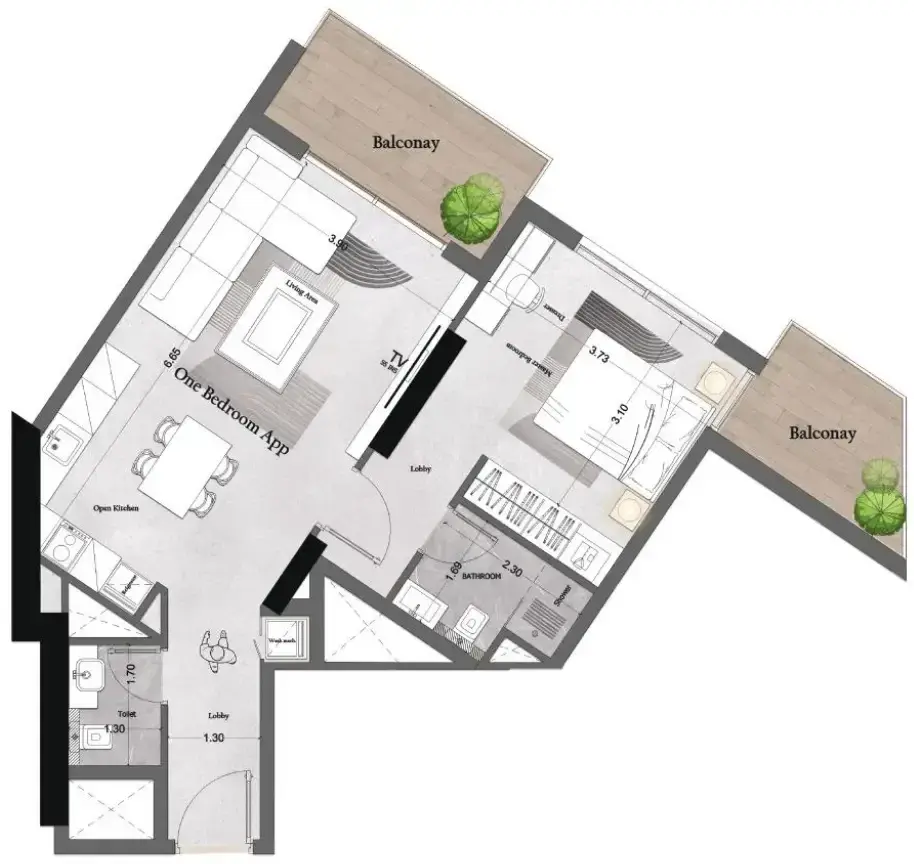 1 Bedroom apartments - Saray Prime Residence