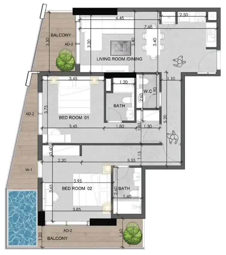 2 Bedrooms apartments - Saray Prime Residence