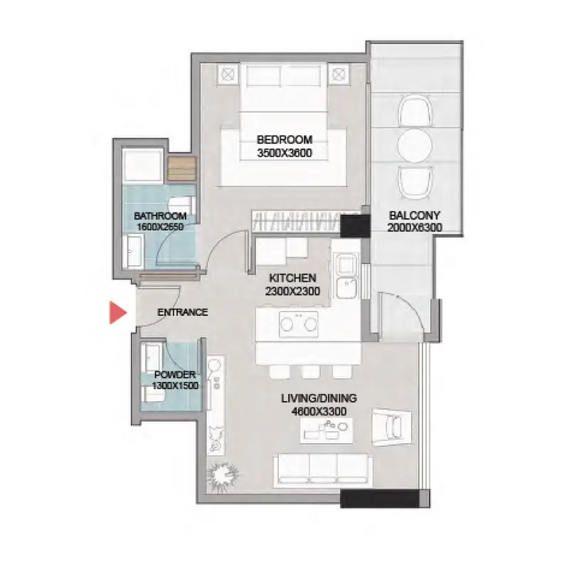 1 bedroom floor plan
