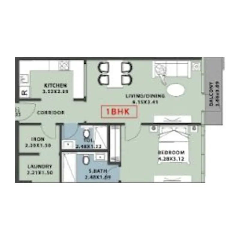 1 bedroom floor plan