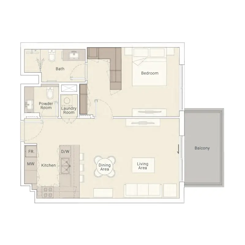 1 bedroom floor plan