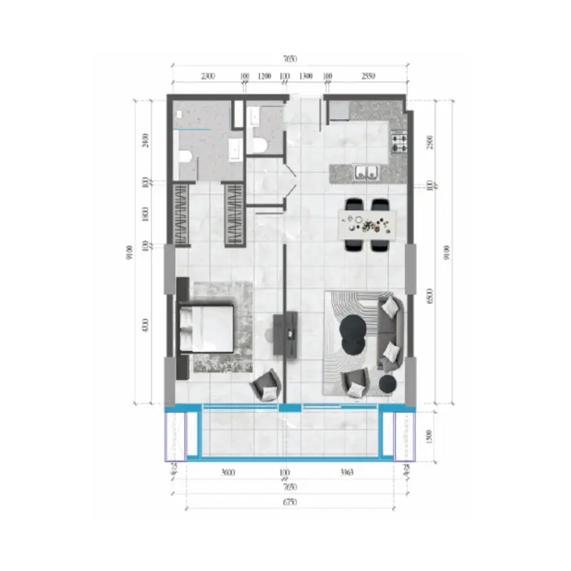 1 bedroom floor plan