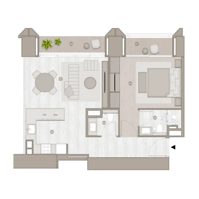 1 bedroom floor plan