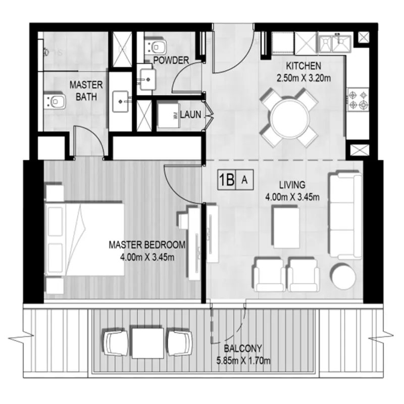 1 bedroom floor plan