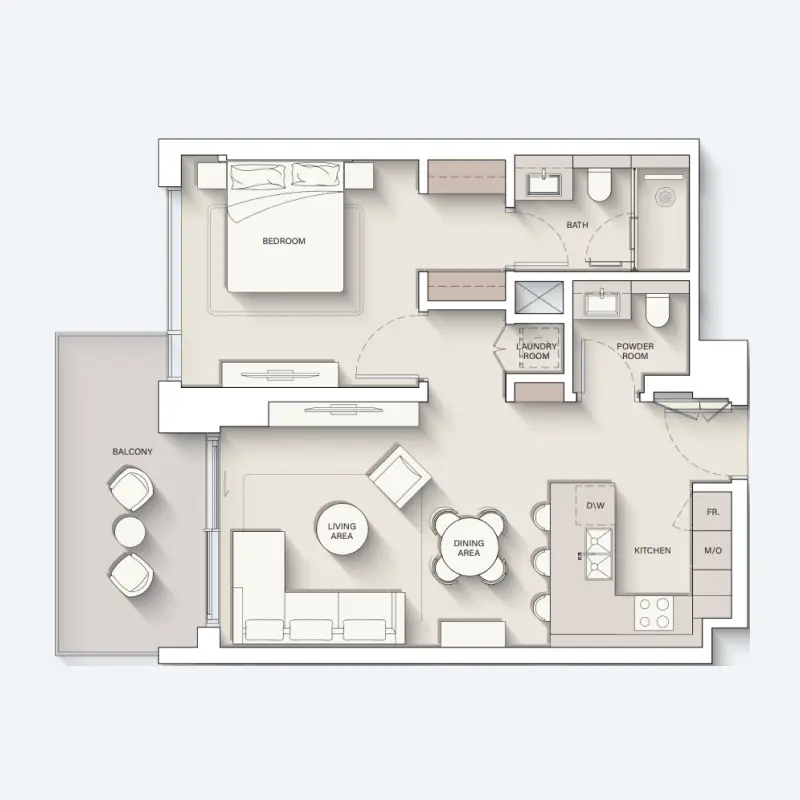 1 bedroom floor plan