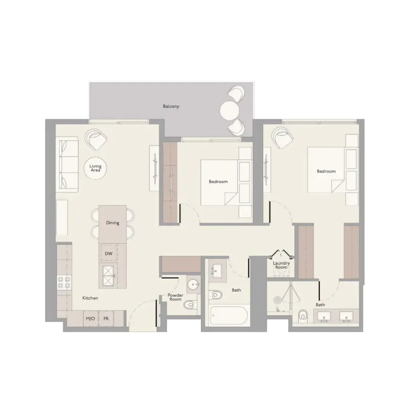 2 bedroom floor plan