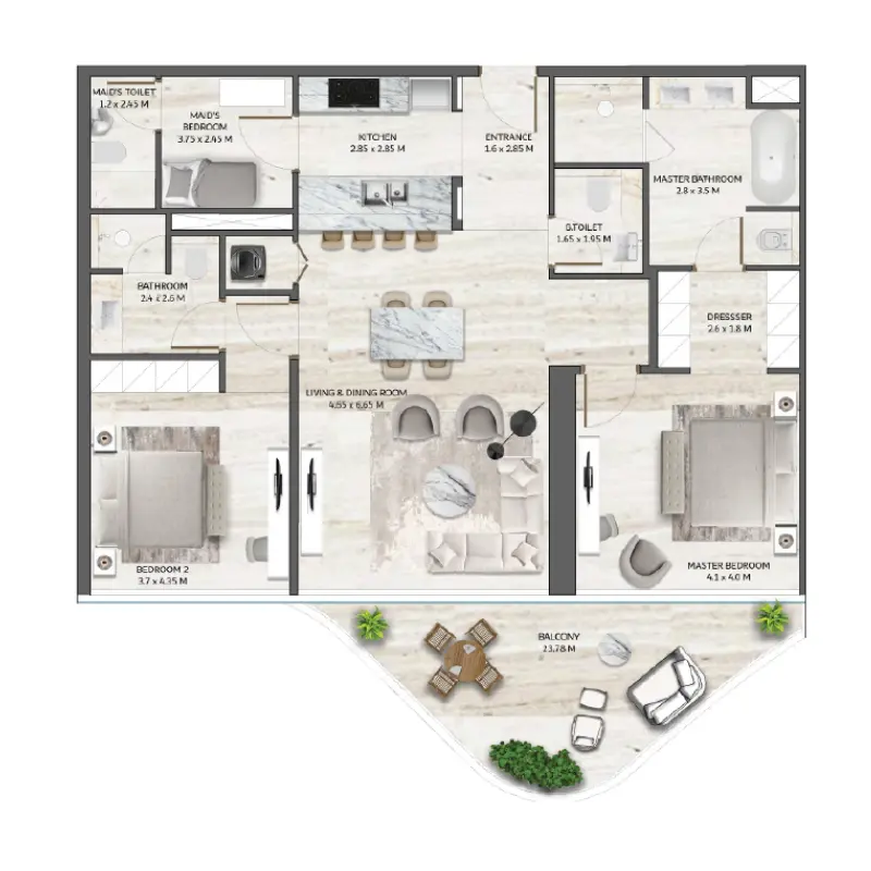 2 bedroom floor plan