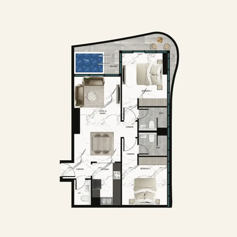 2 bedroom