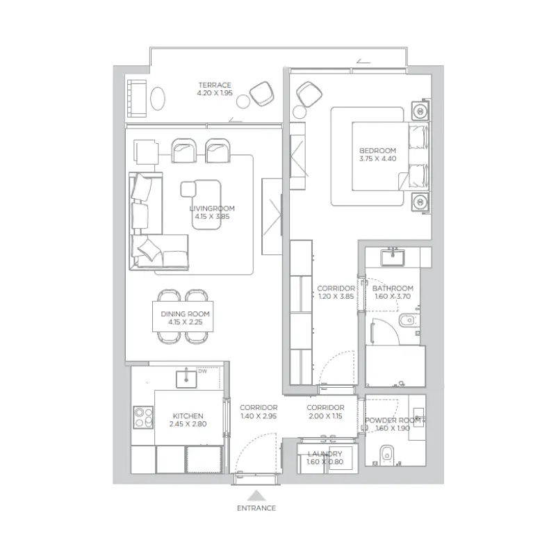 1 bedroom floor plan