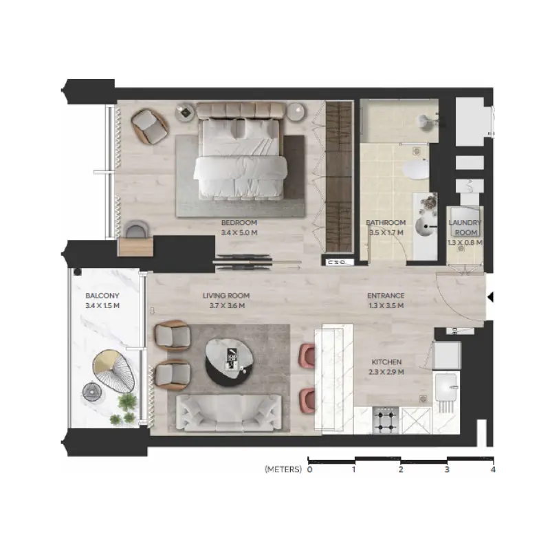 1 bedroom floor plan