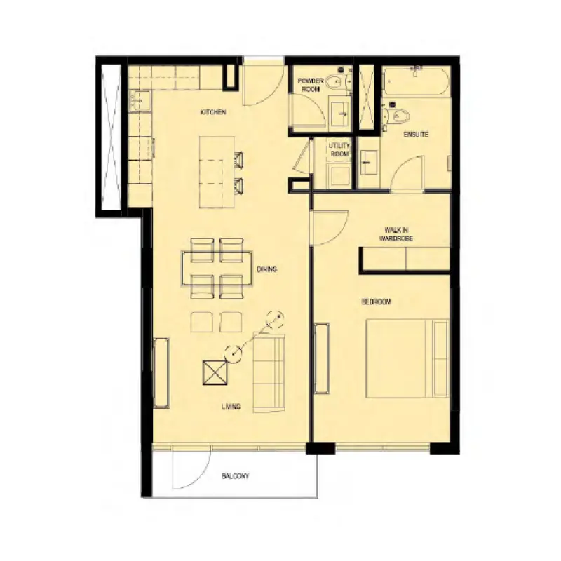 1 bedroom floor plan
