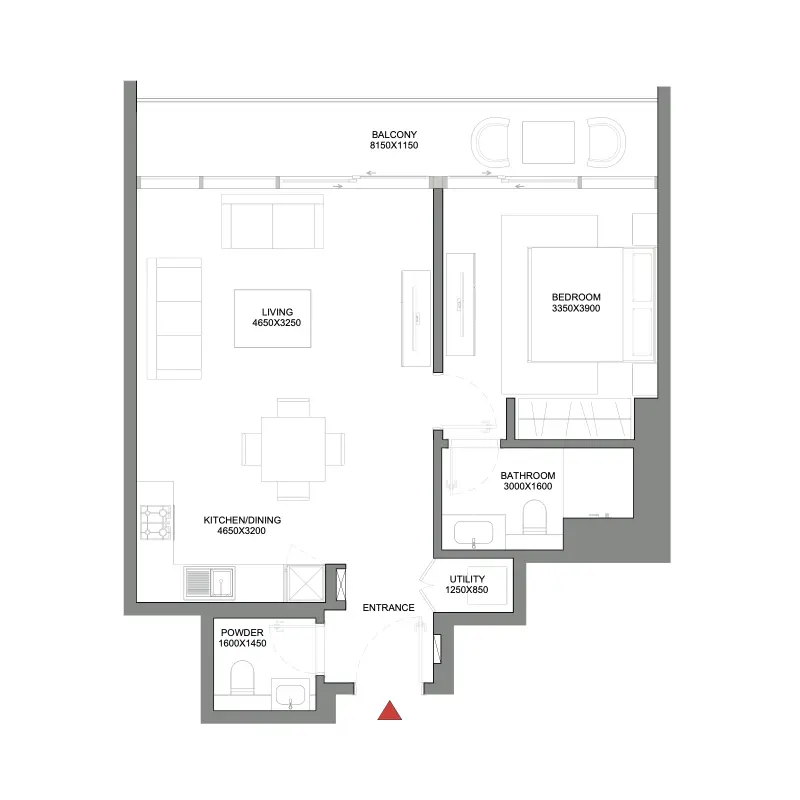 1 bedroom floor plan