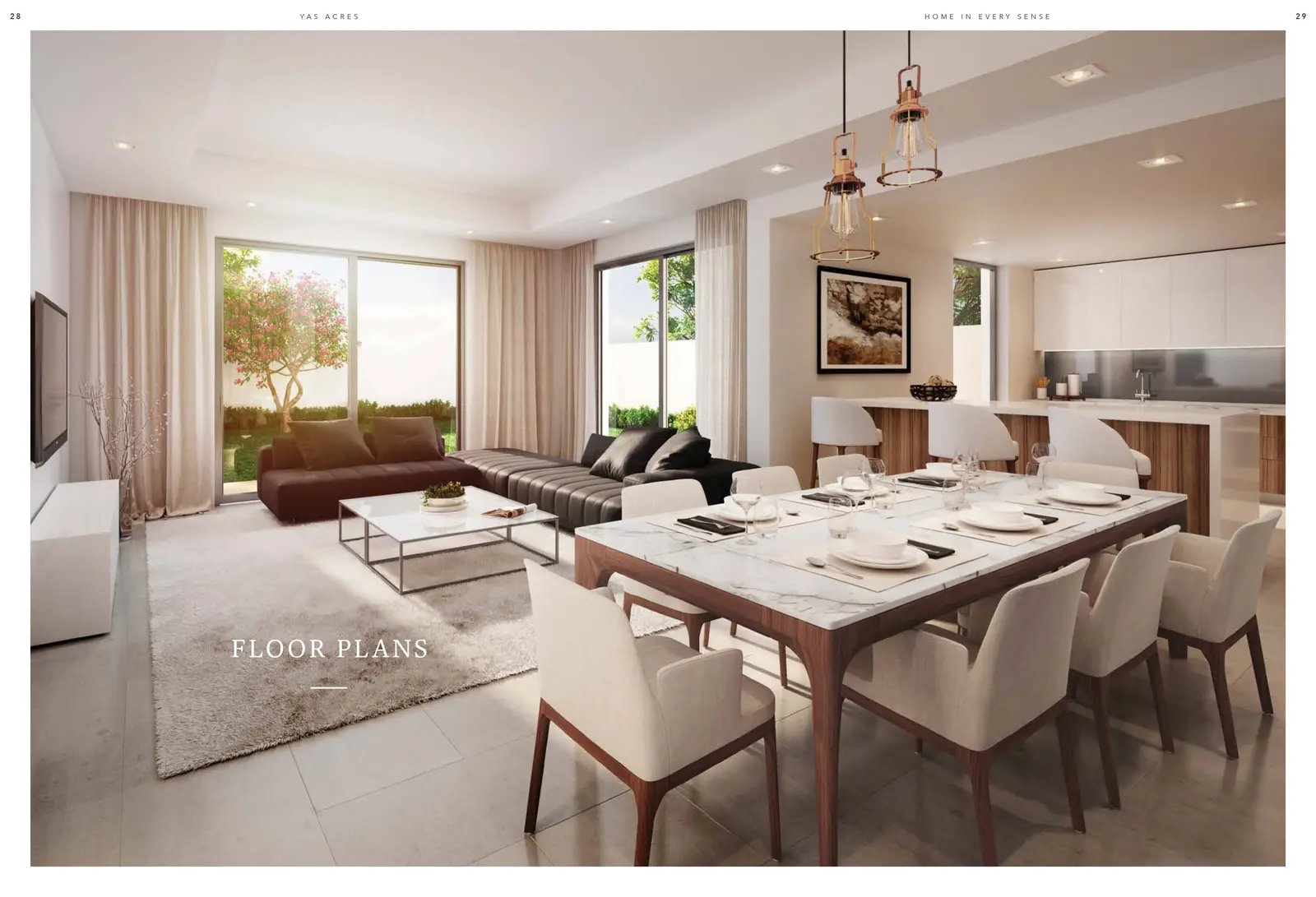 Yas Acres North Bay elegant dining area with modern interiors and stylish furnishings
