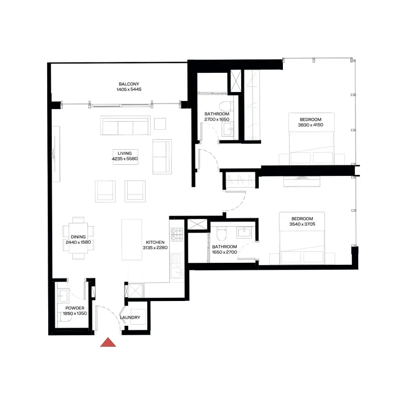 2 bedroom floor plan