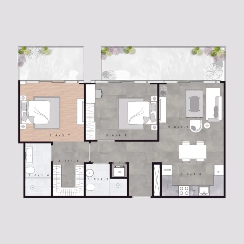 2 bedroom