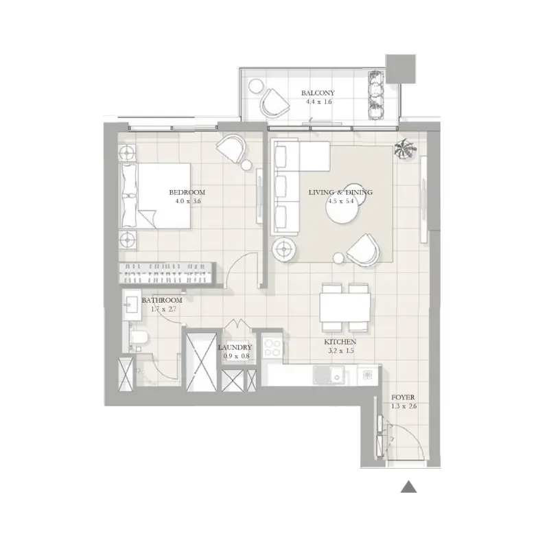 1 bedroom floor plan
