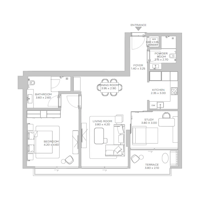 1 bedroom floor plan