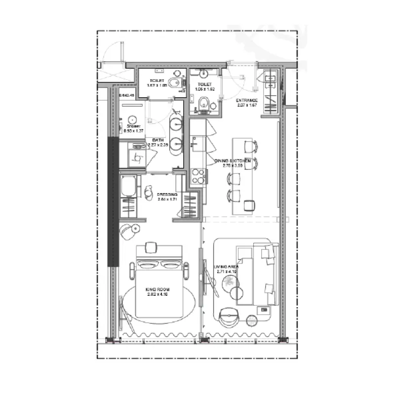 1 bedroom floor plan
