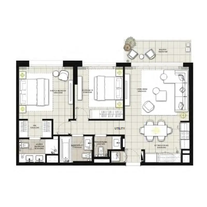2 bedroom floor plan