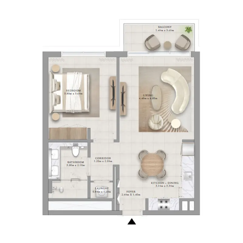 1 bedroom floor plan
