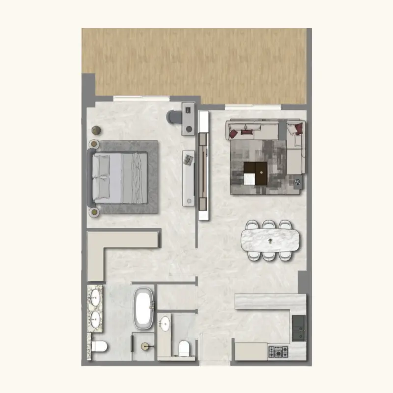 1 bedroom floor plan