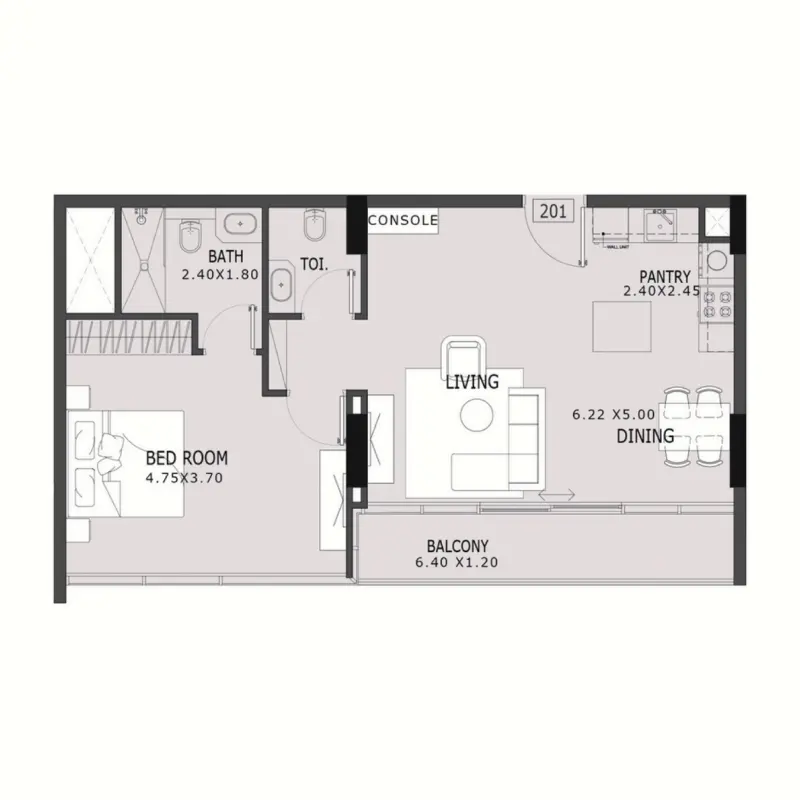 1 bedroom floor plan