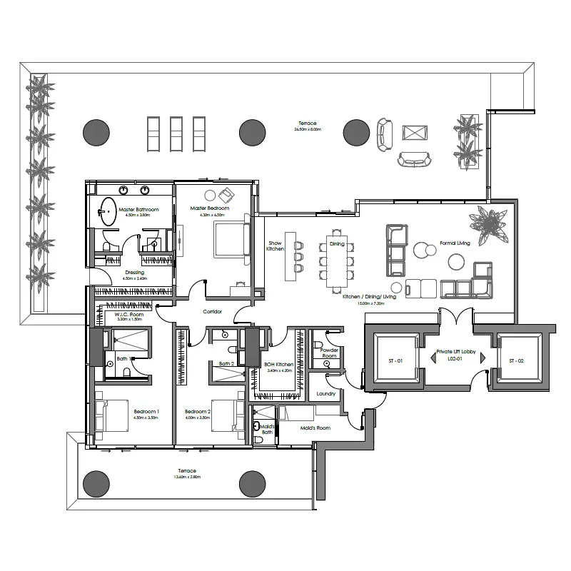 3 bedroom floor plan