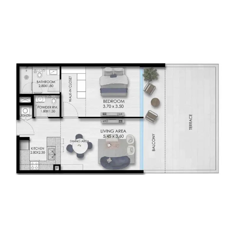 1 bedroom floor plan