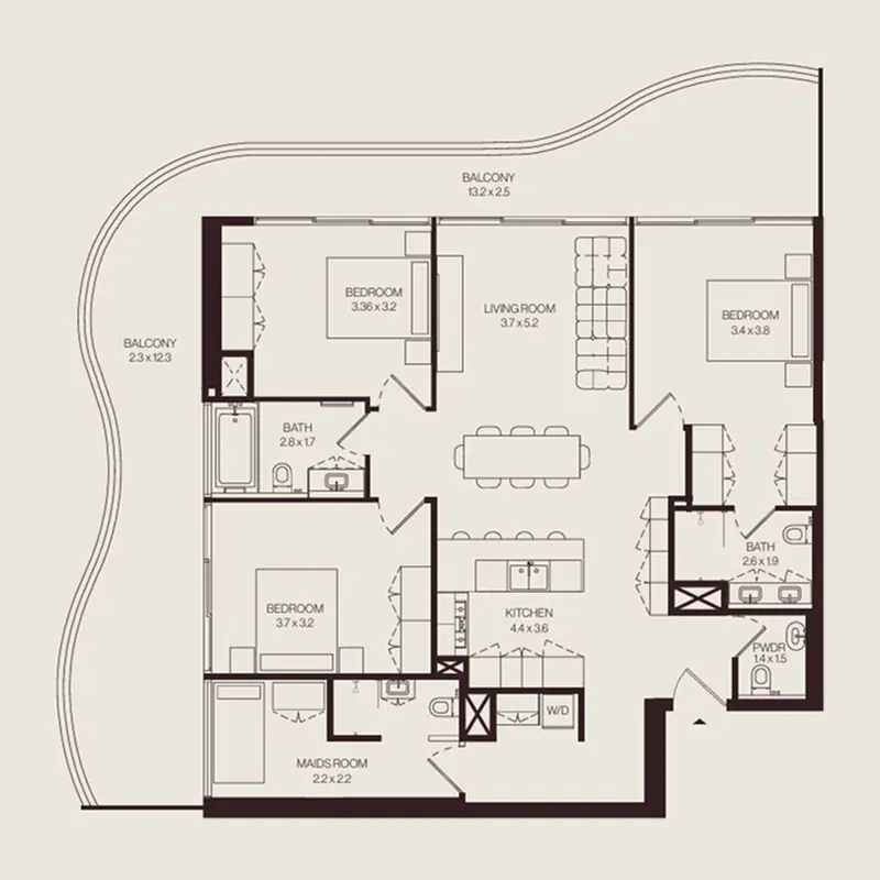 3,5 bedroom Apartments -  The Weave – Al Ghurair
