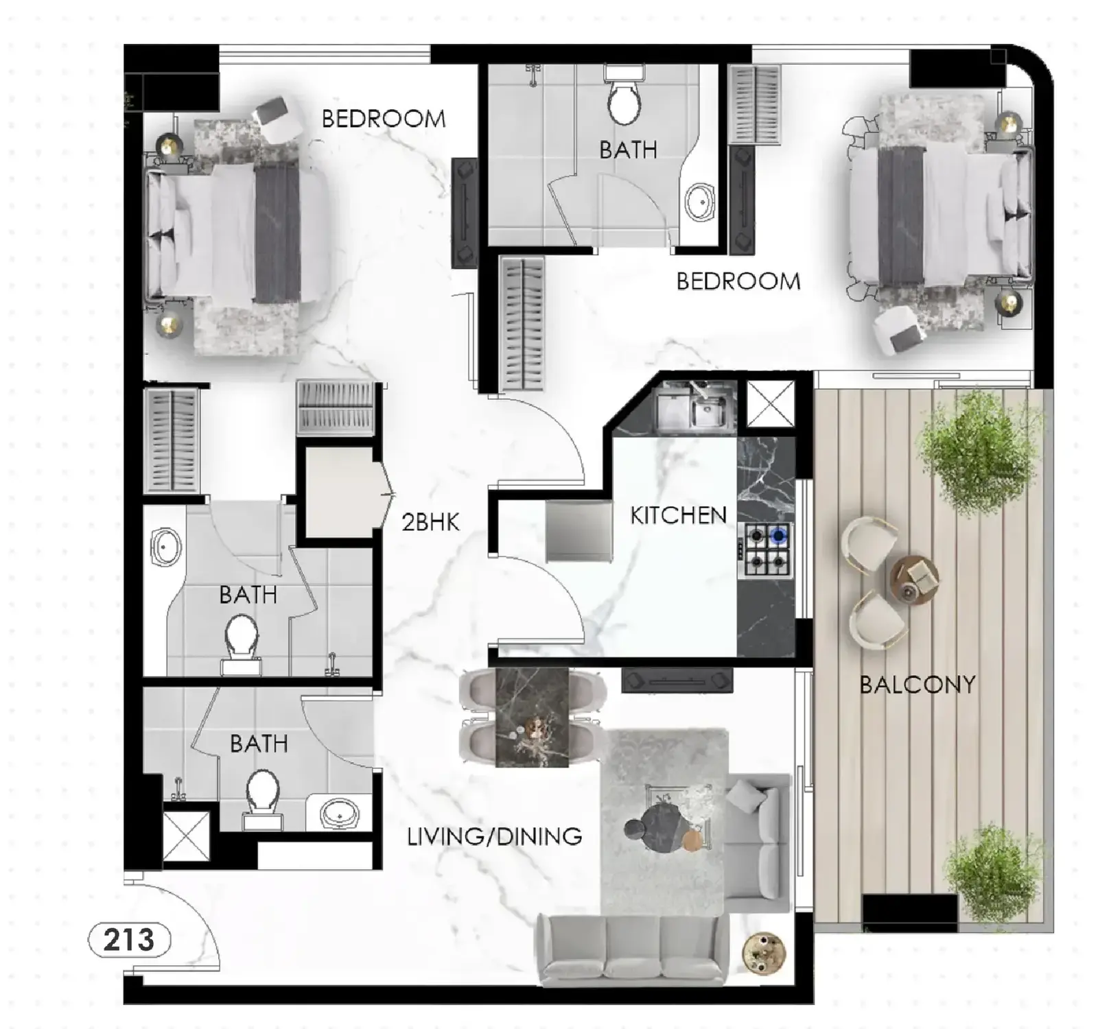 2 Bedrooms apartments - The Eighty Three