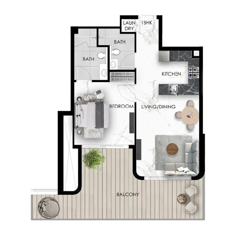 1 bedroom Apartments floor plan