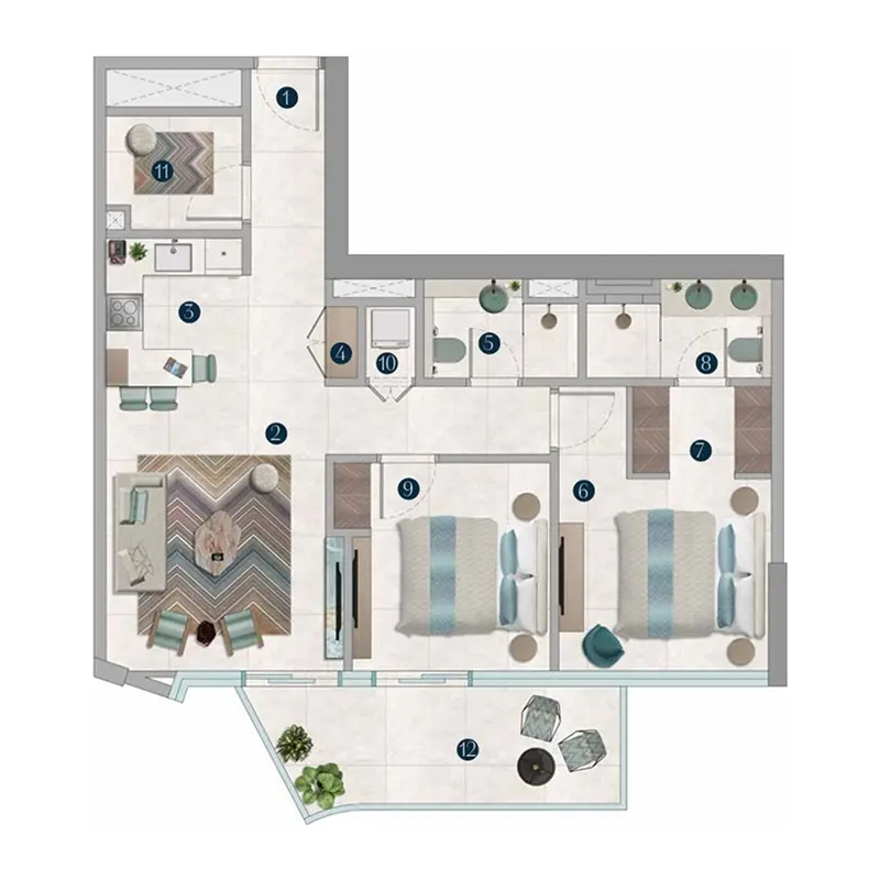 2,5 bedroom Apartments floor plan