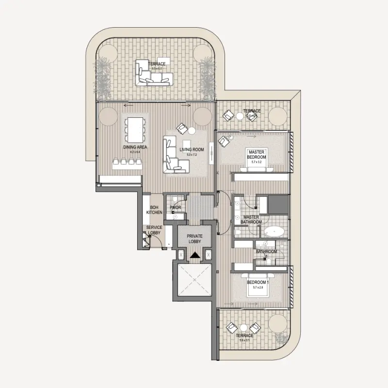2 bedroom floor plan