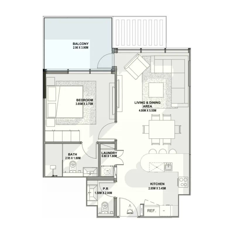1 bedroom floor plan
