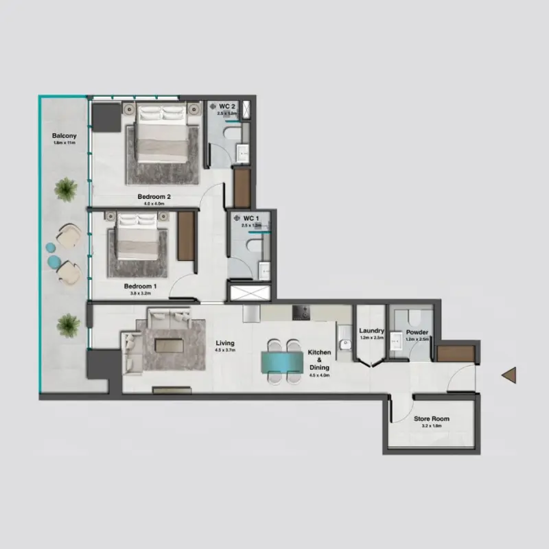 2 bedroom
