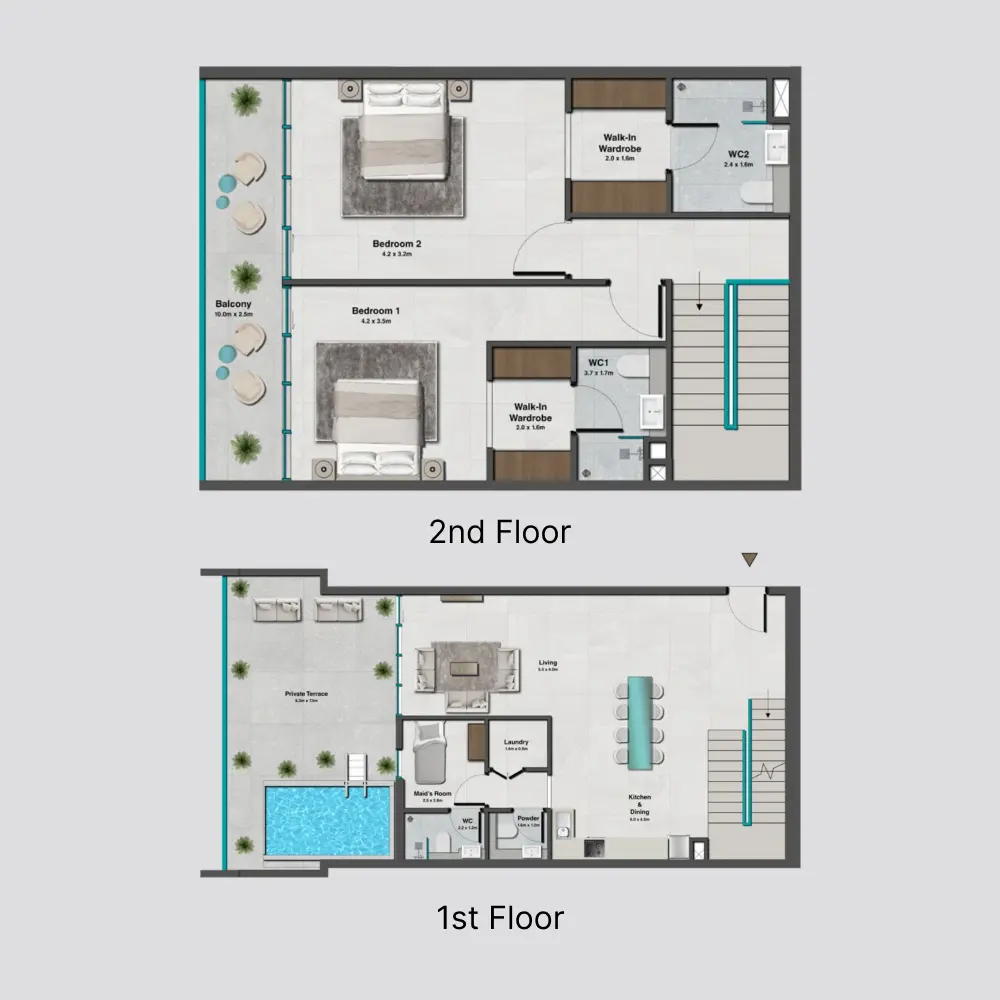 2 bedroom + pool