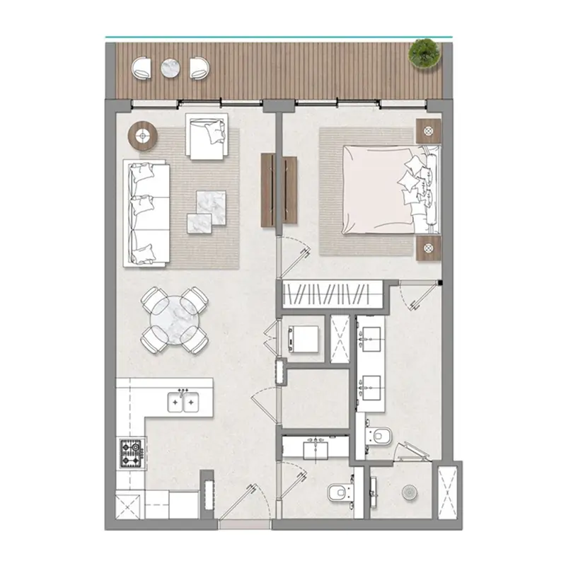 1 bedroom Apartments floor plan