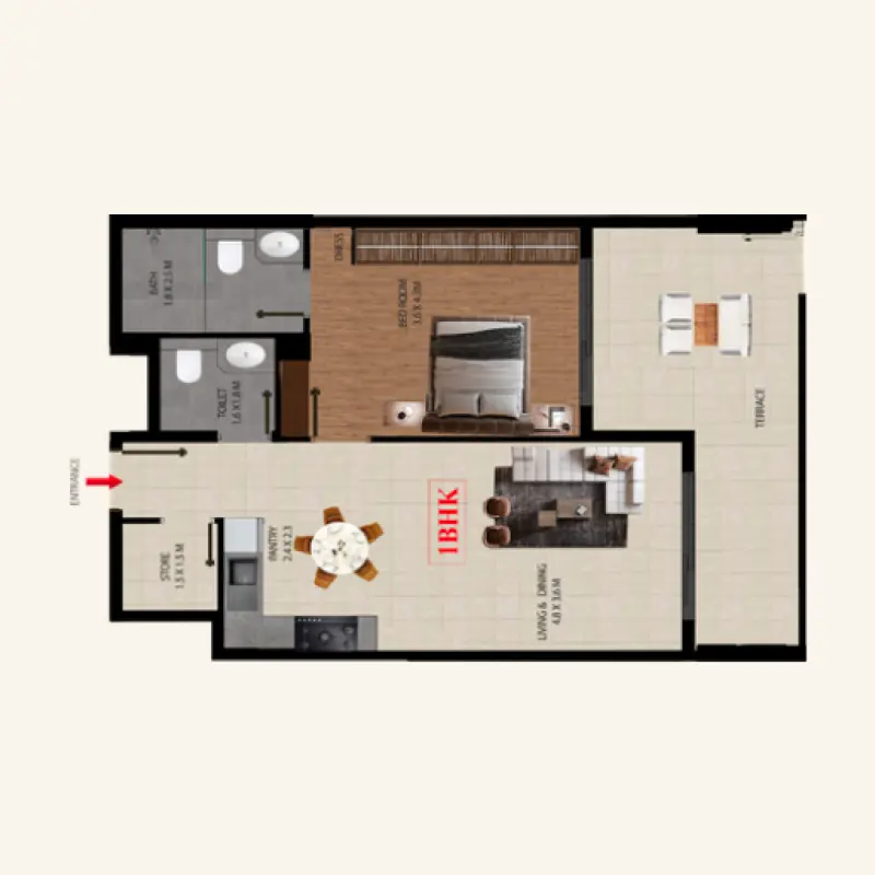 1 bedroom floor plan