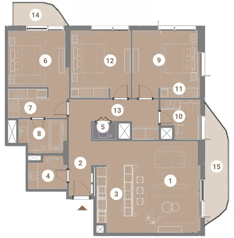 3 Bedrooms apartments - Takaya