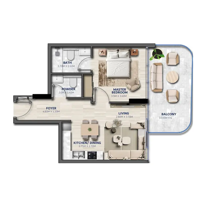1 bedroom Apartments floor plan